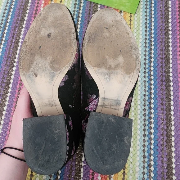 Sam Edelman Embroidered Floral Black and Pink Ankle Boots - Picture 9 of 10